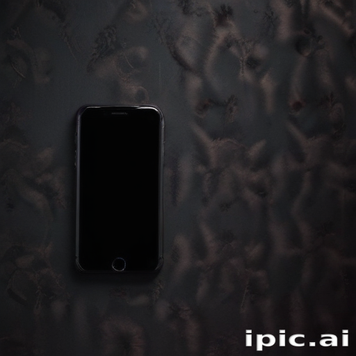 A Dark Background Featuring a Black Smartphone on a Textured Surface.