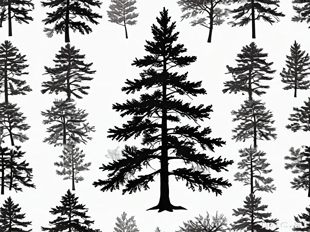 black and white pine tree clipart