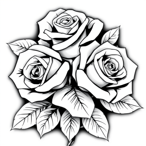 roses clipart black and white