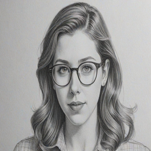 Attractive Eden Sher, pencil sketch, portrait of Appealing woman 1949s in glasses, hair style beatnik, outline, clear lines, fine lines, 8k