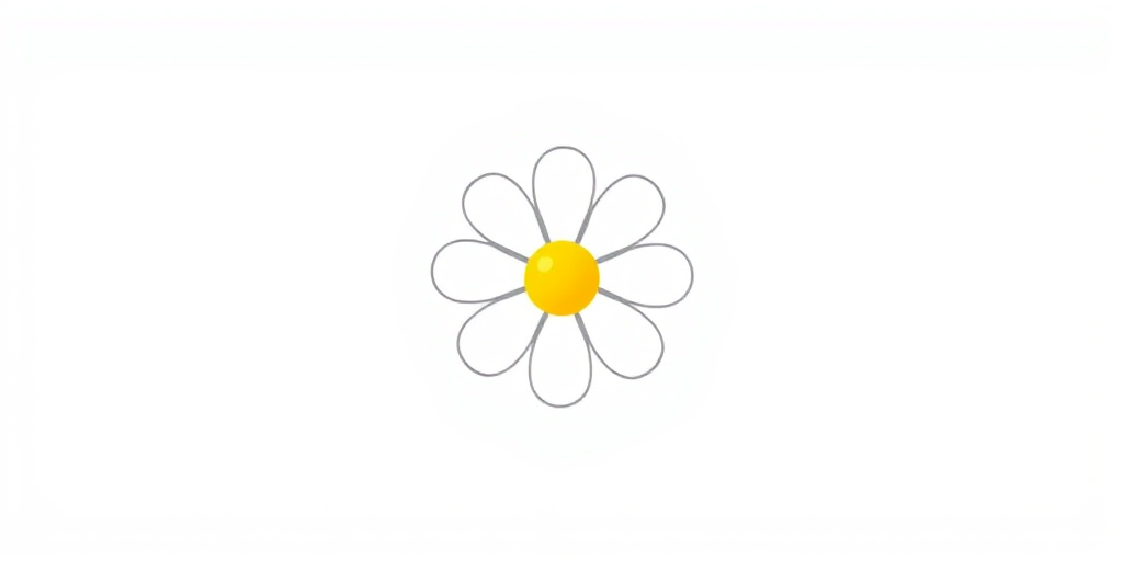 Create a simple and cute flower design with a white petal outline and a yellow center on a plain white background. Make the flower small and centered in the image.