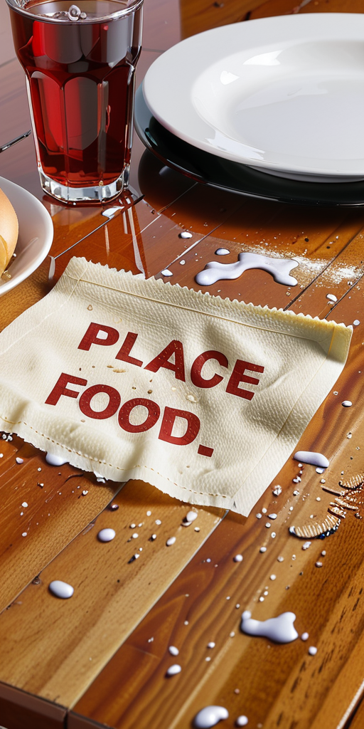 place subject to food stains