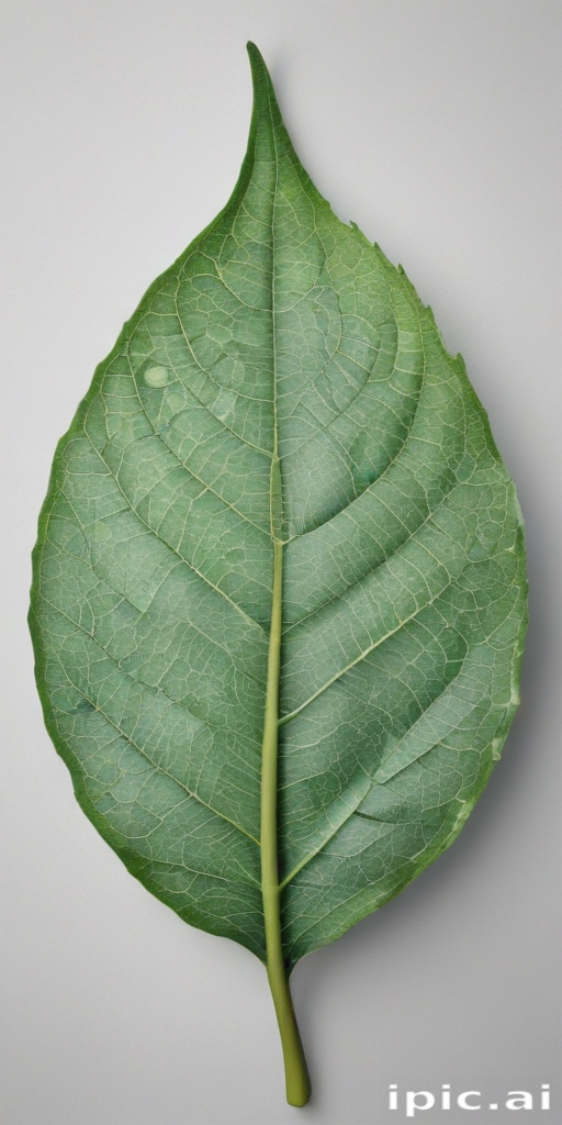 Close-Up View of a Large Green Leaf Showcasing Intricate Vein Patterns