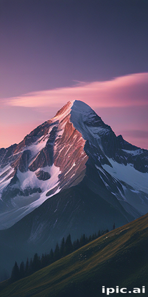 Majestic Mountain Peak Bathed in Soft Sunset Light and Stunning Colors