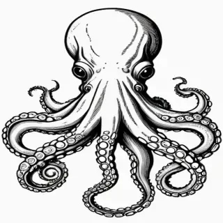 octopus clipart black and white