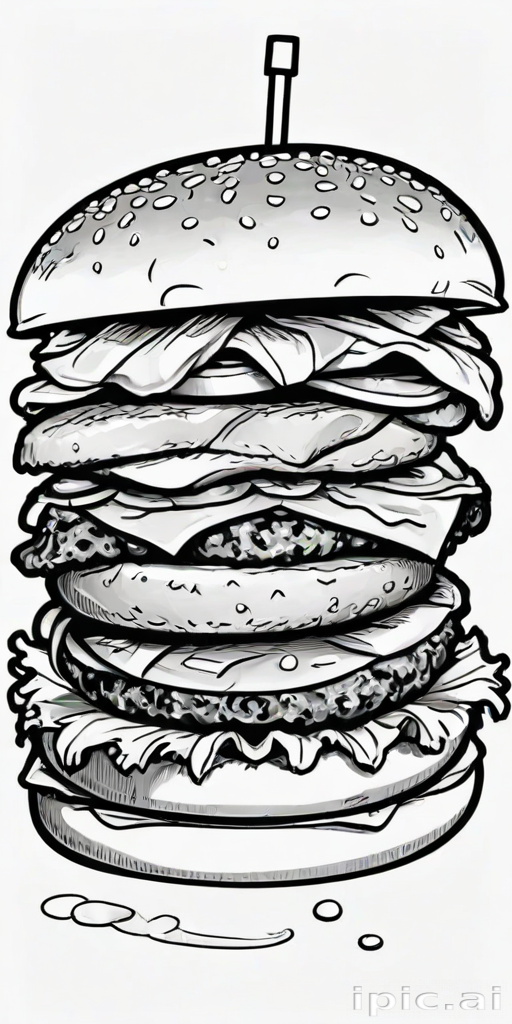 hamburger clipart black and white