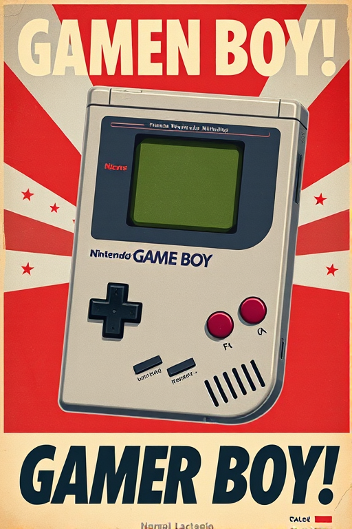 ww2proplora, An old propaganda poster featuring an original grey Nintendo Game Boy. Bold text reads