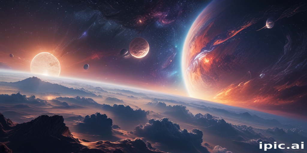 Majestic Cosmic Landscape: A Journey Through Stars and Planets in Space