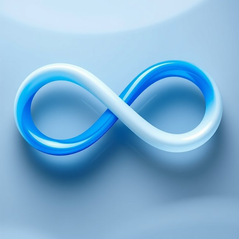 create a smooth and vibrant infinity symbol with varying shades of blue and white on a transparent background, taken with a DSLR camera at f/4 aperture, ISO 100, 50mm lens, in a close-up view to enhance detail and clarity.
