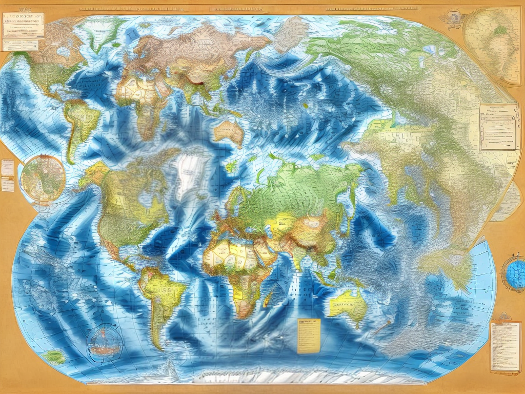 Real world map, 2D, cartoon style, high quality, high detail