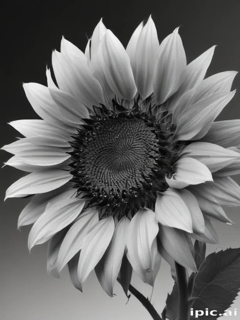 clip art sunflower black and white