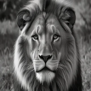 lion black and white