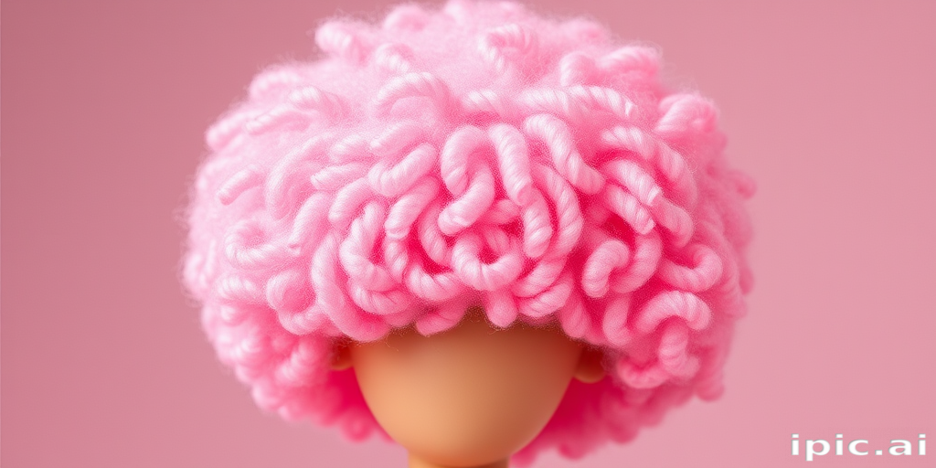 Playful bubblegum pink afro named "Cotton Candy Cloud" shaped into a perfect sphere, showcasing springy coils and a gradient effect fading to pastel pink edges