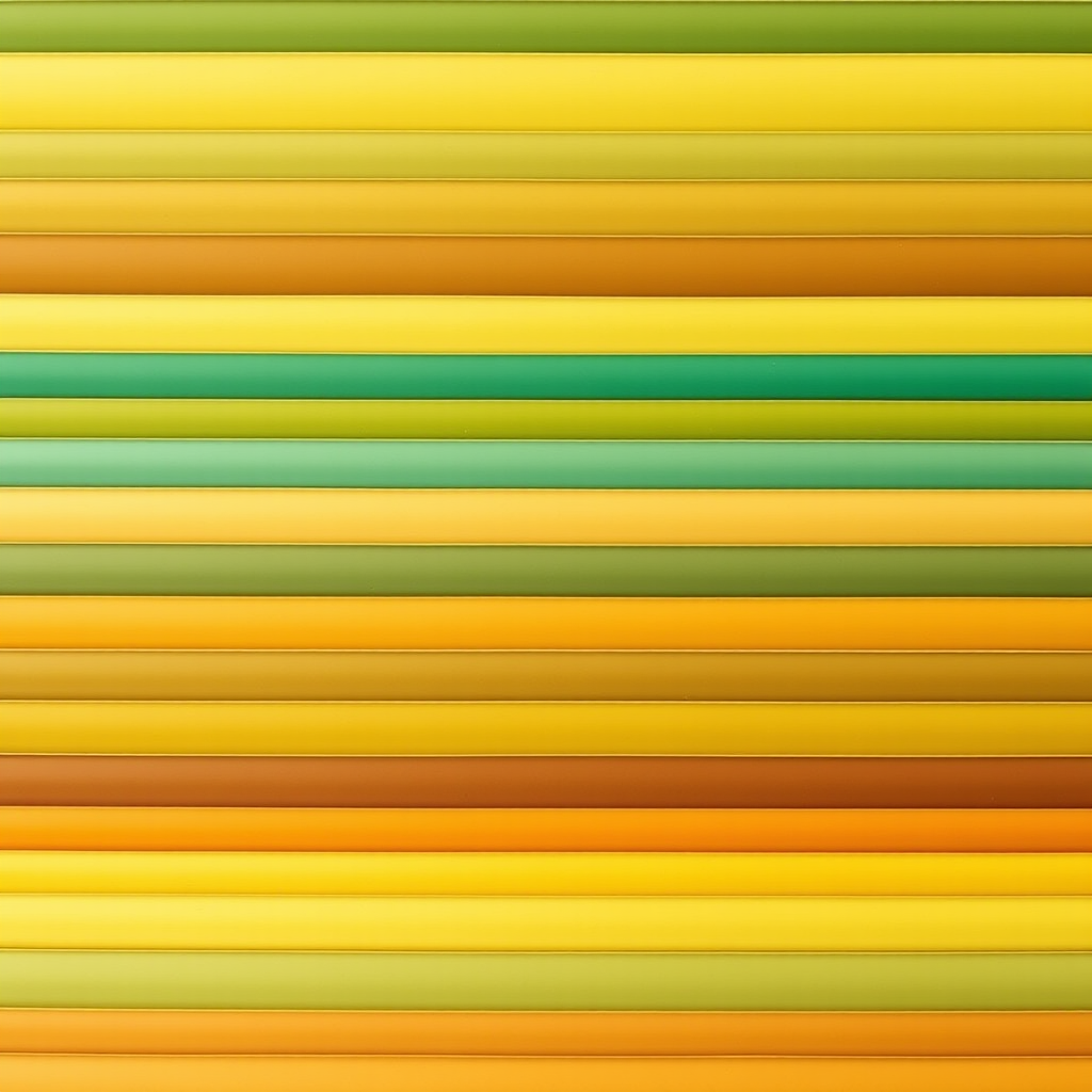 Generate a smooth gradient image with horizontal stripes in varying shades of green, yellow, brown, and orange, shot with a Canon EOS R5, 50mm lens at f/8, ISO 100, 1/125s, using a top-down view for a clean and minimalistic effect.