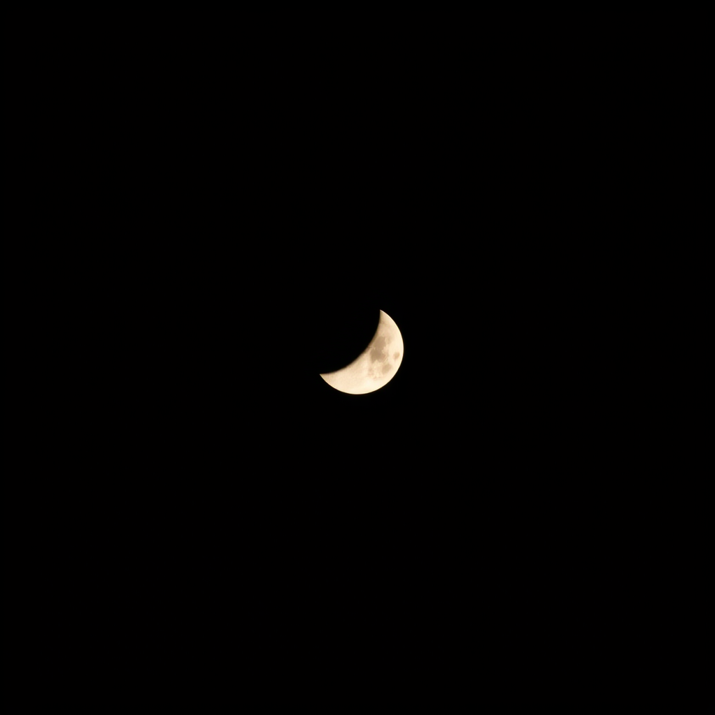 Capture a high-resolution image of a partially eclipsed moon against a dark sky using a DSLR camera with a 300mm lens, aperture f/8, ISO 400, shutter speed 1/250s, shooting from a tripod with a clear view and minimal light pollution to enhance image quality.