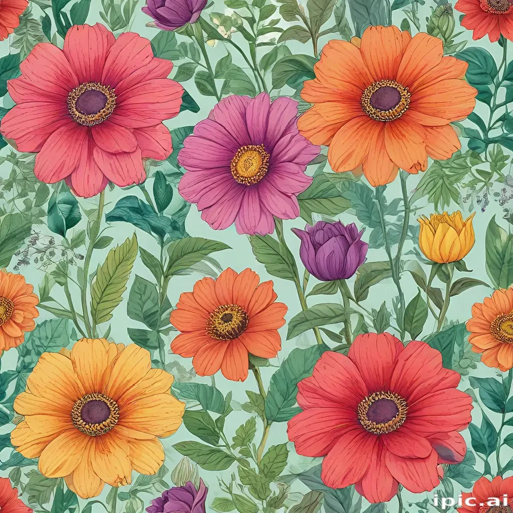 drawings of flowers in color