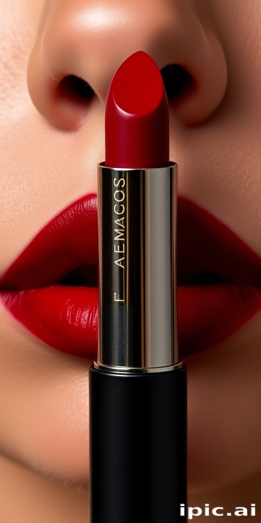 Sultry "Crimson Velvet" lip color exudes confidence with its deep, rich red tone and ultra-matte finish, creating a timeless and sophisticated look that commands attention