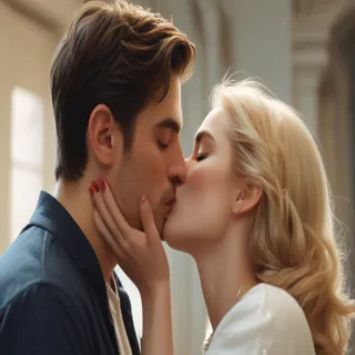 couple kissing aesthetic