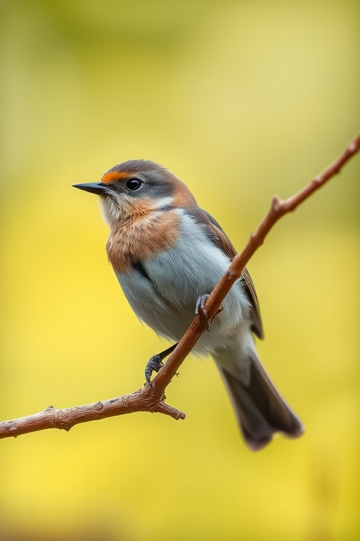 a small bird perched on a branch with a blurred natural background