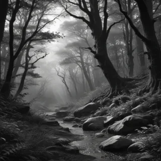 forest clipart black and white