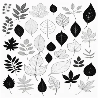 black and white leaf clipart