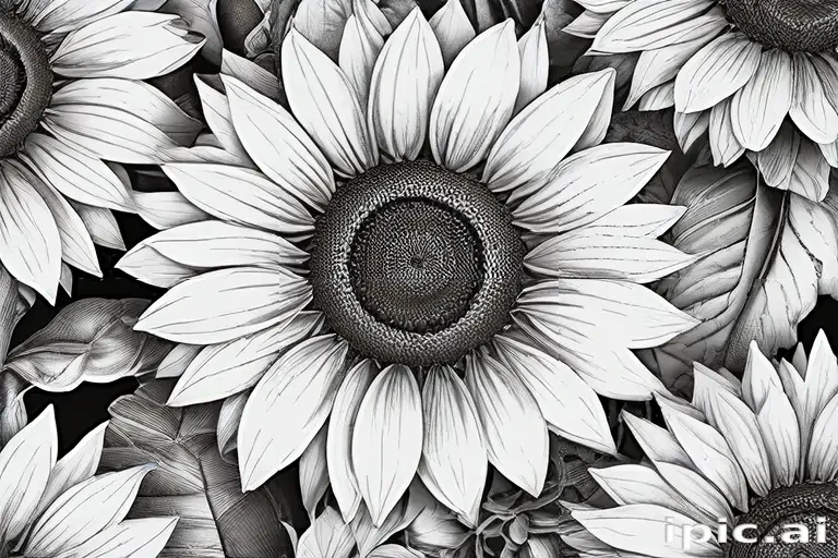 clip art sunflower black and white