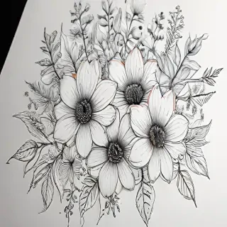 line work flowers