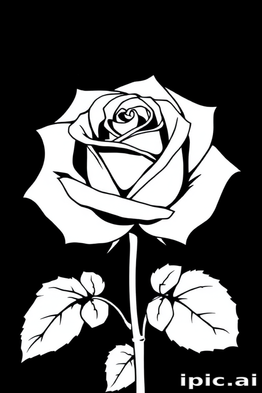rose clip art black and white
