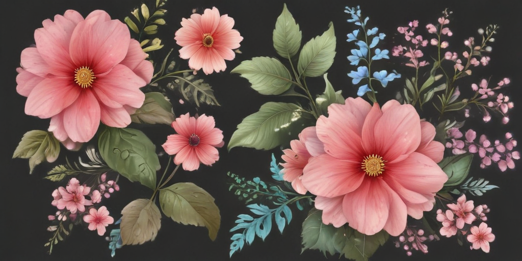 Vibrant Floral Arrangement Featuring Pink Blooms and Lush Green Leaves