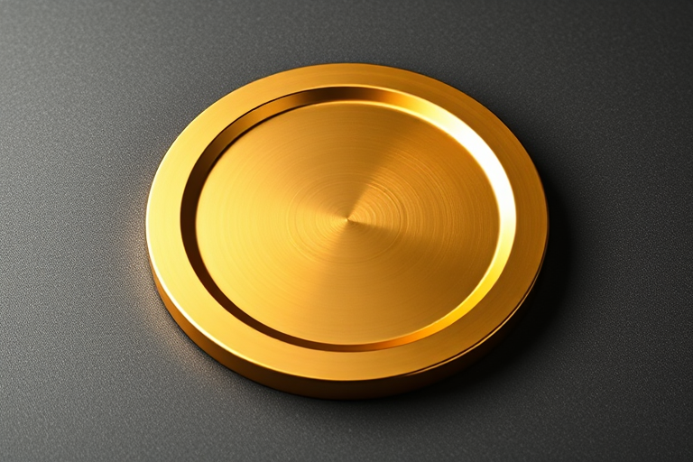 Create a highly detailed 3D-rendered image of a shallow round golden plate, shot with a DSLR camera at f/2.8 aperture, ISO 100, with a 35mm lens, using a top-down view and soft studio lighting to enhance texture and depth.