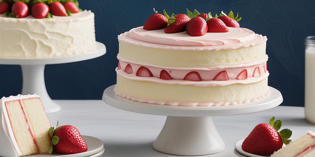 white cake with strawberry filling