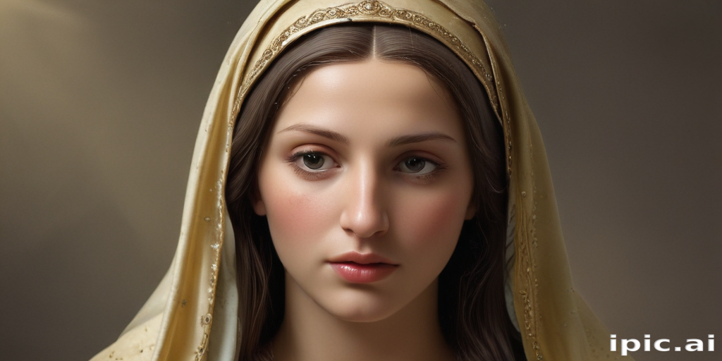 Portrait of a Serene Young Woman Dressed in a Soft Golden Veil