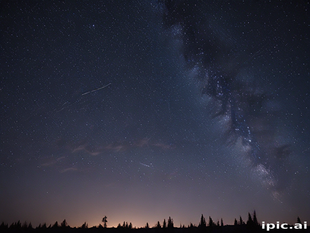 Stunning Night Sky Display with Stars and Milky Way Over Dark Forest