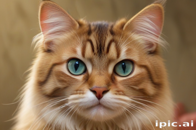 A Majestic Cat with Striking Blue Eyes and Luxurious Fur