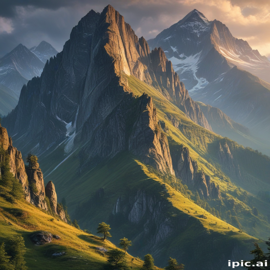 Majestic Mountain Range Bathed in Golden Light During a Breathtaking ...