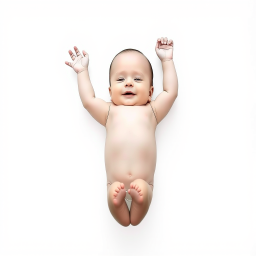 a minimalist line drawing of a baby lying on its back with its arms and legs raised, high resolution, natural lighting, 50mm lens, f/2.8 aperture, ISO 100, soft focus background, DSLR camera, top-down view