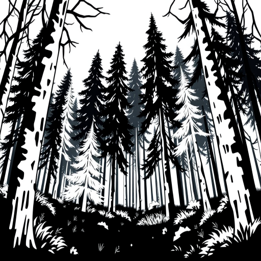 forest clipart black and white