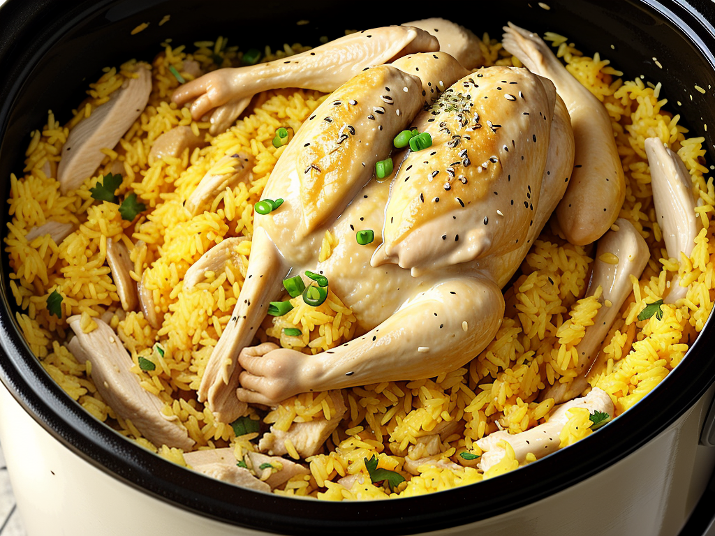 chicken and yellow rice in the crock-pot