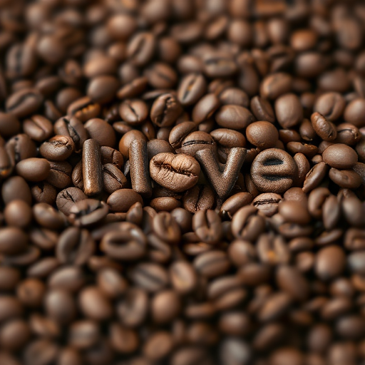 Create an image of the phrase I love coffee made out of coffee beans with a depth of field effect, shot with a Canon EOS 5D Mark IV at f/2.8, 50mm lens, ISO 100, natural lighting to enhance texture and details.