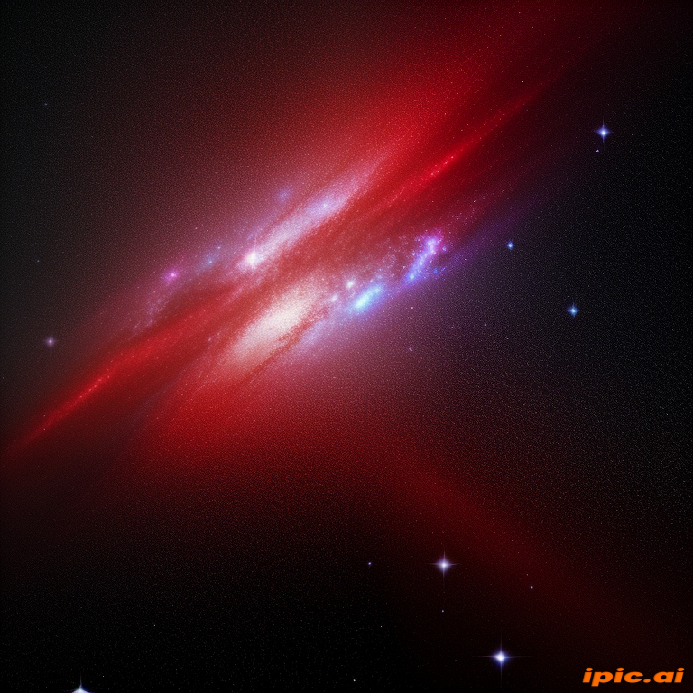 Vibrant Cosmic Scene Featuring a Stunning Red and Blue Galaxy