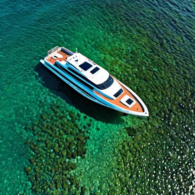 Barco quadrado em alto mar