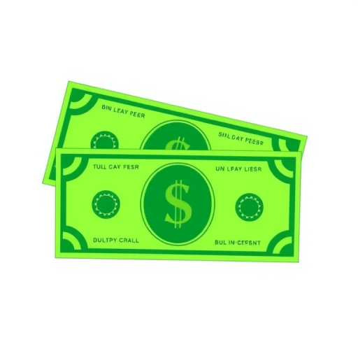 Generate a high-resolution digital illustration of three stylized dollar bills, vibrant green color, flat design style, taken from a slightly elevated angle, 50mm lens, f/8 aperture for sharpness, 1/125 sec shutter speed, ISO 100 for clarity.