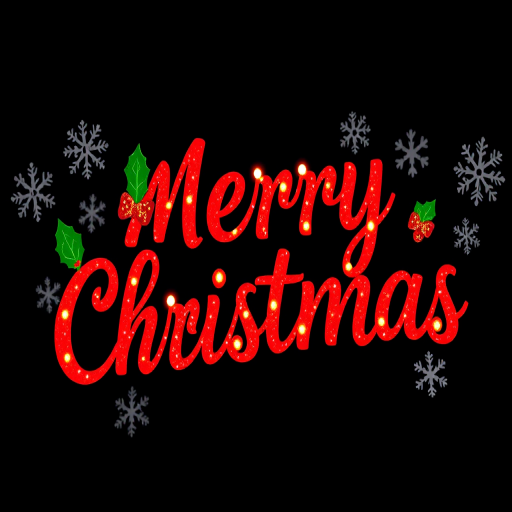 Create a high-resolution image of "Merry Christmas" text in a festive design with holly and snowflakes, using a DSLR camera with a 50mm lens, f/1.8 aperture, ISO 100, and a shallow depth of field, shot in a soft focus style against a dark background.