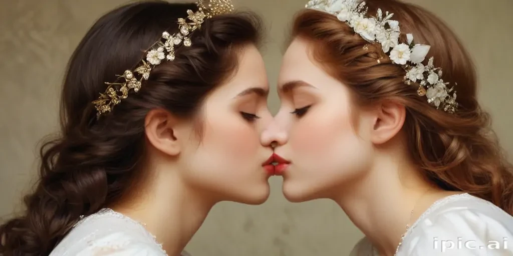 two girls kissing