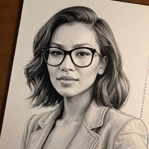 Beauteous Naya Rivera, pencil sketch, portrait of Sublime woman 1944s in glasses, hair style beatnik, outline, clear lines, fine lines, 8k