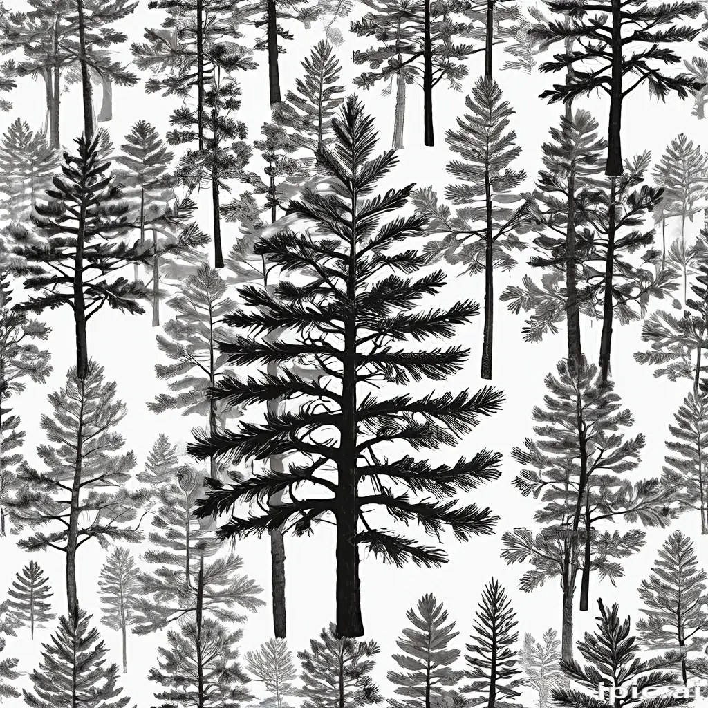 black and white pine tree clip art