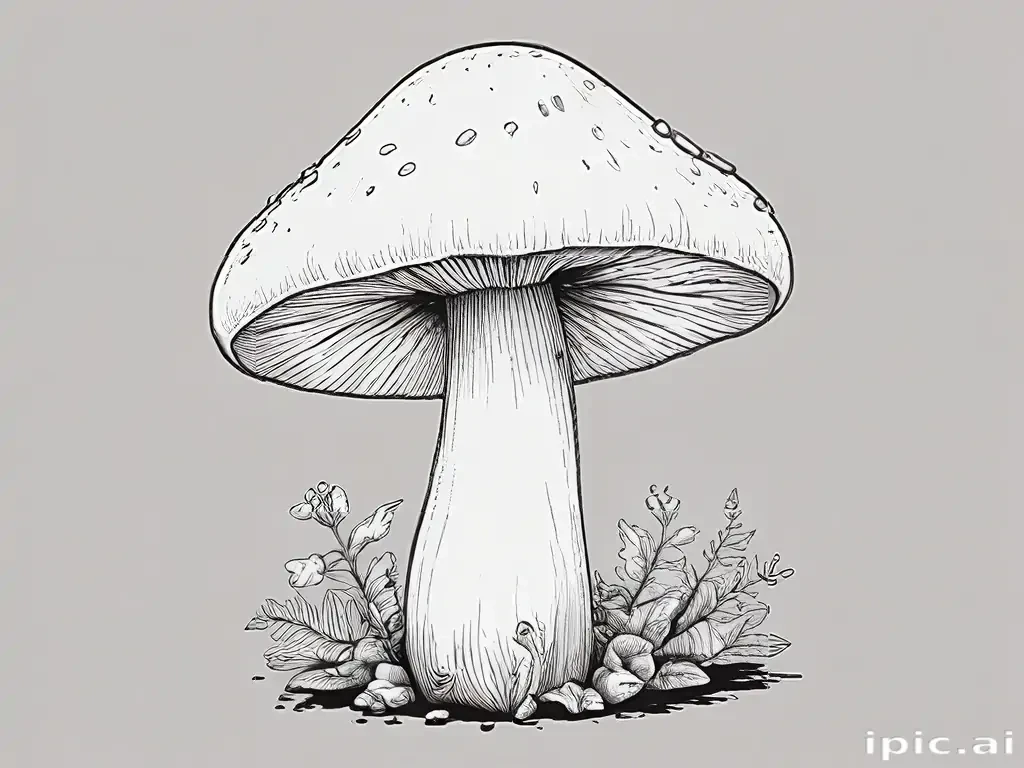mushroom clipart black and white