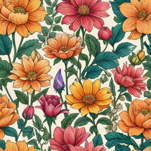 colored drawings of flowers