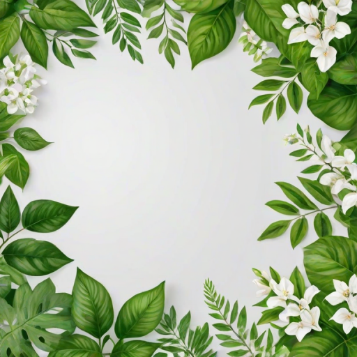 white and greenery background