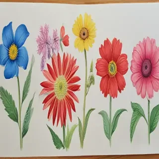 colored drawings of flowers